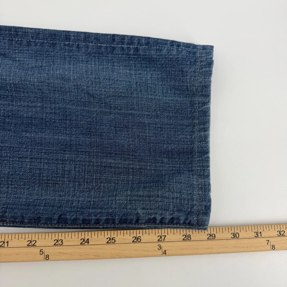 7 For All Mankind Standard Jeans Mens 34x29 Blue Straight Leg Whiskered Denim